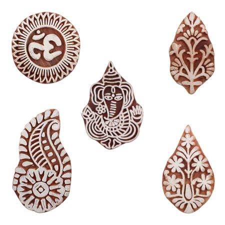 Set of 5 Piece New Mix Wooden Printing Blocks